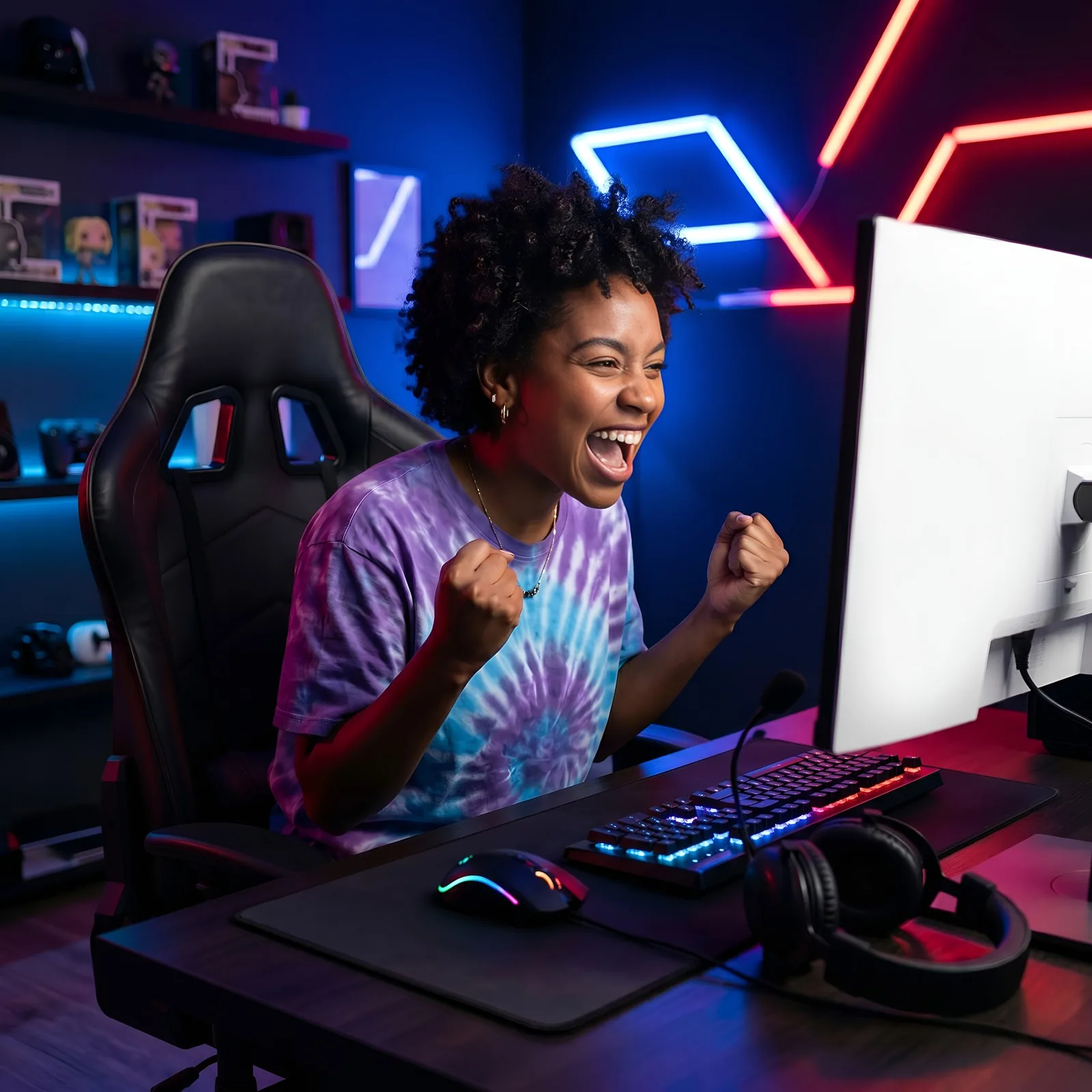 Setup gaming avec casque et périphériques